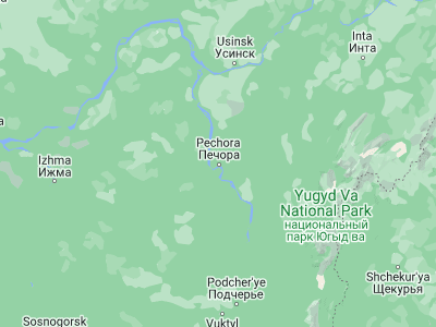 Map showing location of Pechora (65.14716, 57.22439)