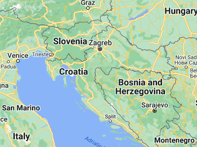 Map showing location of Pećigrad (45.05444, 15.89694)
