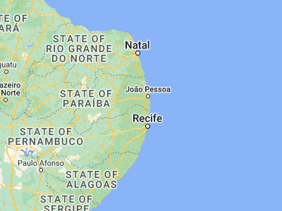Map showing location of Pedras de Fogo (-7.40194, -35.11639)