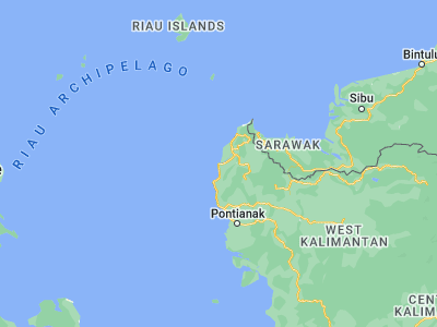 Map showing location of Pemangkat (1.16667, 108.96667)