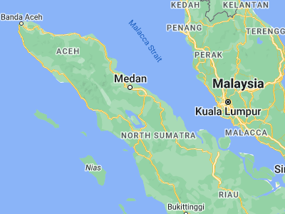 Map showing location of Pematangsiantar (2.9595, 99.0687)