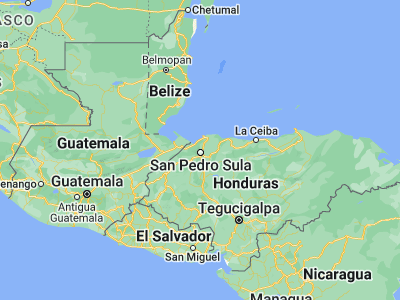 Map showing location of Peña Blanca (15.53333, -88.05)