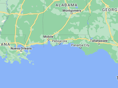 Map showing location of Pensacola (30.42131, -87.21691)