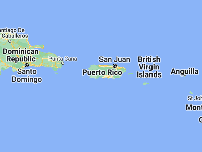 Map showing location of Peñuelas (18.05635, -66.72156)