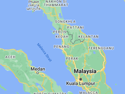 Map showing location of Perai (5.38333, 100.38333)