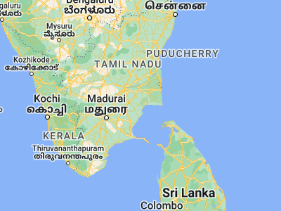 Map showing location of Peravurani (10.29035, 79.20156)