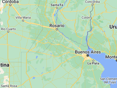 Map showing location of Pergamino (-33.88995, -60.57357)