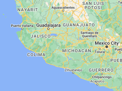 Map showing location of Peribán de Ramos (19.52017, -102.41482)
