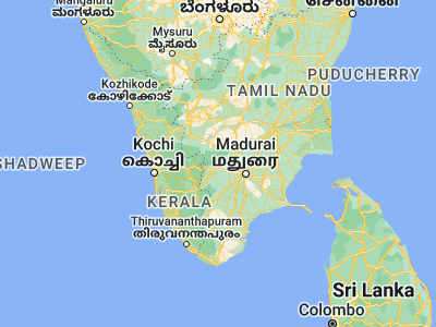 Map showing location of Periyakulam (10.11667, 77.55)