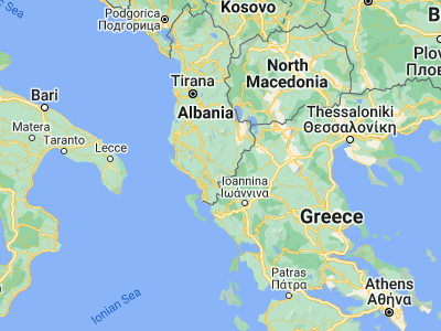 Map showing location of Përmet (40.23361, 20.35167)