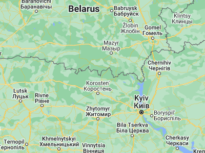 Map showing location of Pershotravneve (51.39287, 28.86837)