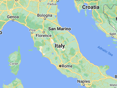 Map showing location of Perugia (43.1122, 12.38878)