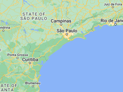 Map showing location of Peruíbe (-24.32, -46.99833)
