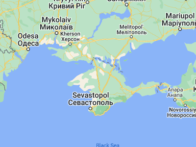 Map showing location of Pervomays’ke (45.71744, 33.85596)