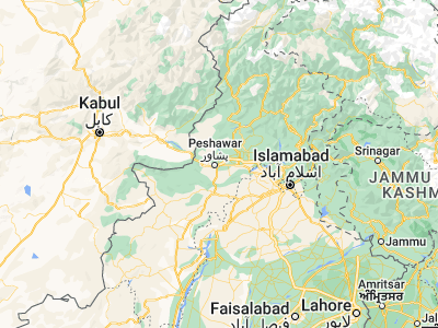 Map showing location of Peshāwar (34.008, 71.57849)