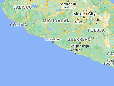 Map showing location of Petatlán (17.53892, -101.26685)