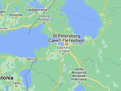 Map showing location of Peterhof (59.88333, 29.9)