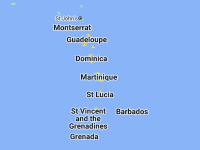 Map showing location of Petite Rivière Salée (14.75, -60.96667)