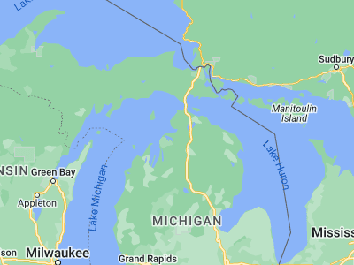 Map showing location of Petoskey (45.37334, -84.95533)