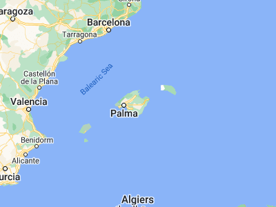 Map showing location of Petra (39.61351, 3.11312)