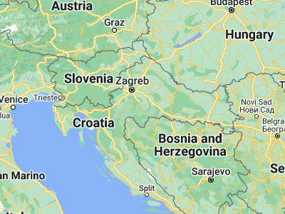 Map showing location of Petrinja (45.4375, 16.29)
