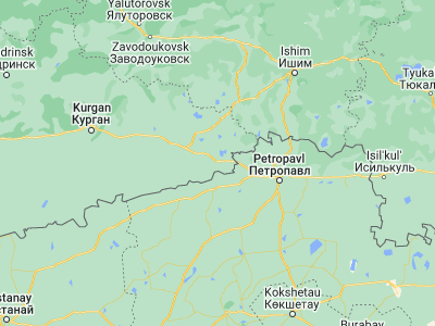 Map showing location of Petukhovo (55.06917, 67.90194)