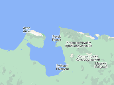 Map showing location of Pevek (69.70083, 170.31333)