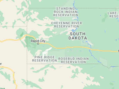 Map showing location of Philip (44.03943, -101.66514)