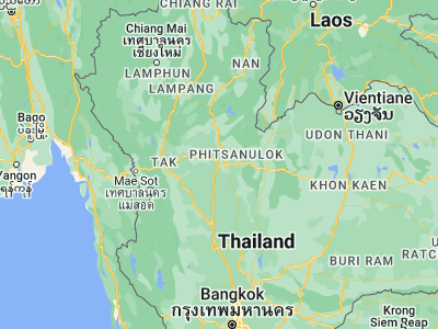 Map showing location of Phitsanulok (16.82481, 100.25858)