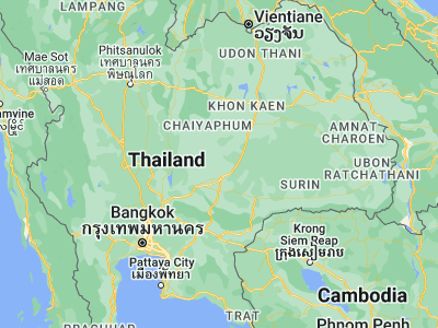 Map showing location of Phra Thong Kham (15.26686, 102.02024)