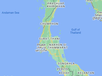 Map showing location of Phunphin (9.11072, 99.23208)