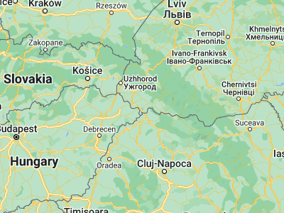 Map showing location of Pidvynohradiv (48.13947, 22.97194)