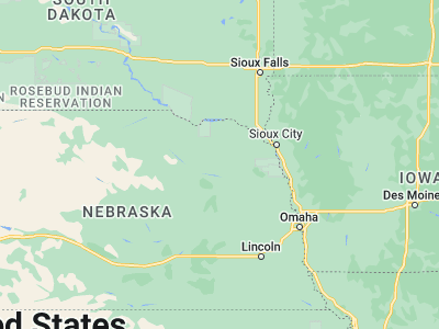 Map showing location of Pierce (42.19917, -97.52672)