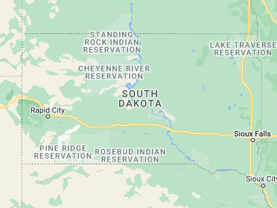 Map showing location of Pierre (44.36832, -100.35097)