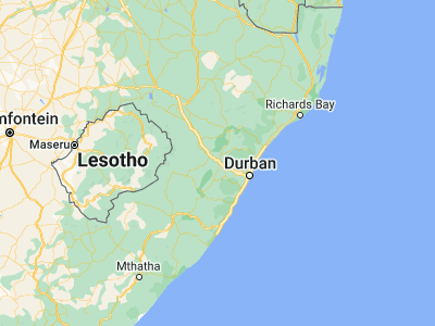 Map showing location of Pietermaritzburg (-29.61678, 30.39278)