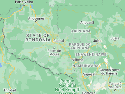 Map showing location of Pimenta Bueno (-11.6725, -61.19361)
