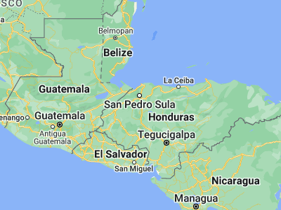Map showing location of Pimienta Vieja (15.23333, -87.96667)