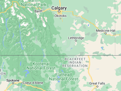 Map showing location of Pincher Creek (49.48328, -113.95195)