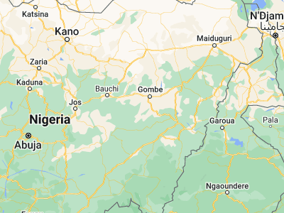 Map showing location of Pindiga (9.98333, 10.93333)