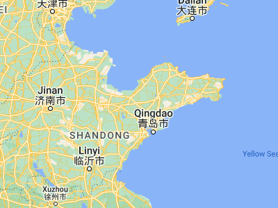 Map showing location of Pingdu (36.78444, 119.94639)