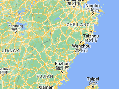 Map showing location of Pingnan (27.8425, 119.08333)