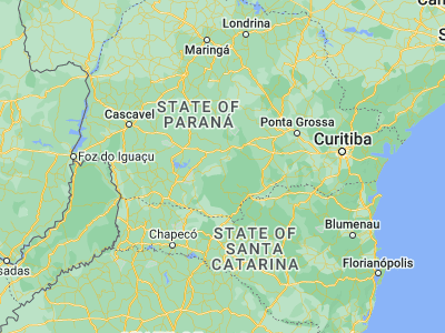 Map showing location of Pinhão (-25.69556, -51.65972)