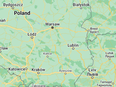 Map showing location of Pionki (51.47604, 21.44995)