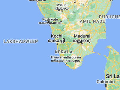 Map showing location of Piravam (9.86667, 76.5)