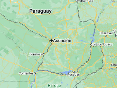 Map showing location of Piribebuy (-25.48333, -57.05)