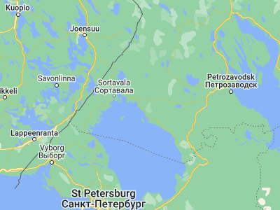 Map showing location of Pitkyaranta (61.5734, 31.47915)