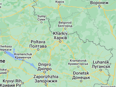 Map showing location of Pivdenne (49.88551, 36.06675)