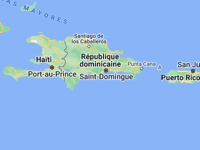 Map showing location of Pizarrete (18.29935, -70.22648)