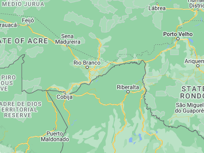 Map showing location of Plácido de Castro (-10.33528, -67.18556)