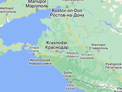 Map showing location of Plastunovskaya (45.29556, 39.26671)